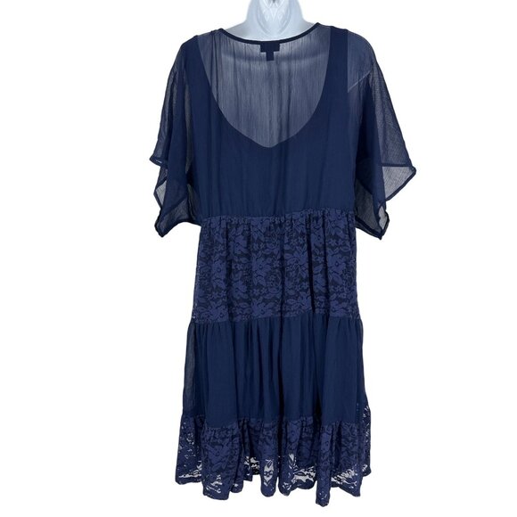 Torrid Tiered Skirt V Neck Lace Trim Chiffon Lined Dress Size 1X - Picture 6 of 11